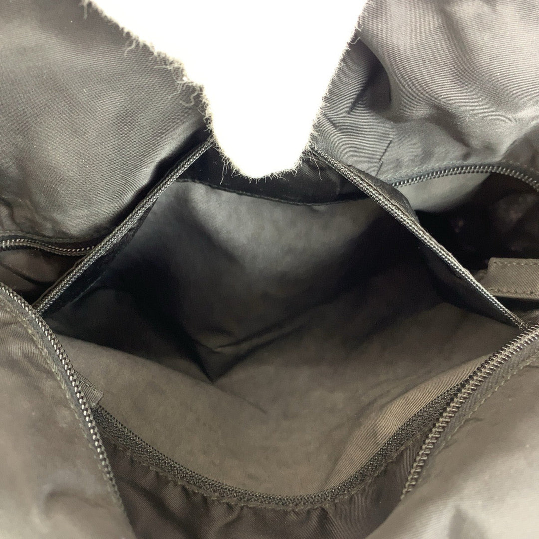 PRADA Tote Bag Nylon, Leather Black SilverMetal Tote Bag Shoulder Bag Test Triangle With logo Women Used Authentic