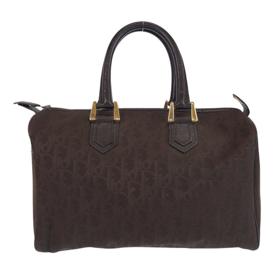 Christian Dior Handbag Canvas, Leather Brown Gold Metal Handbag Boston Duffel bag Trotter Women Used Authentic