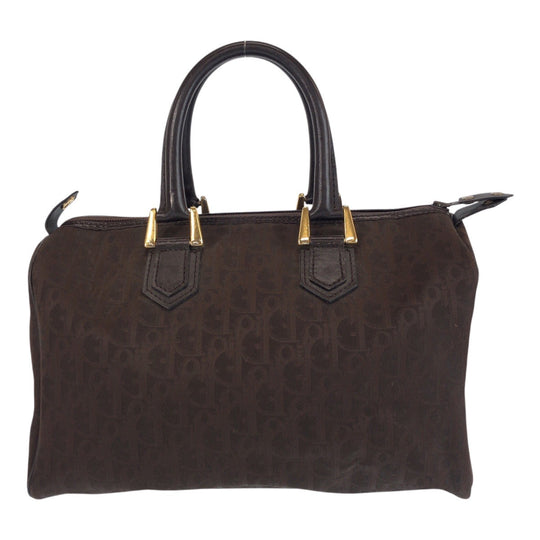 Christian Dior Handbag Canvas, Leather Brown Gold Metal Handbag Boston Duffel bag Trotter Women Used Authentic