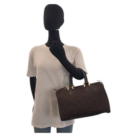 Christian Dior Handbag Canvas, Leather Brown Gold Metal Handbag Boston Duffel bag Trotter Women Used Authentic
