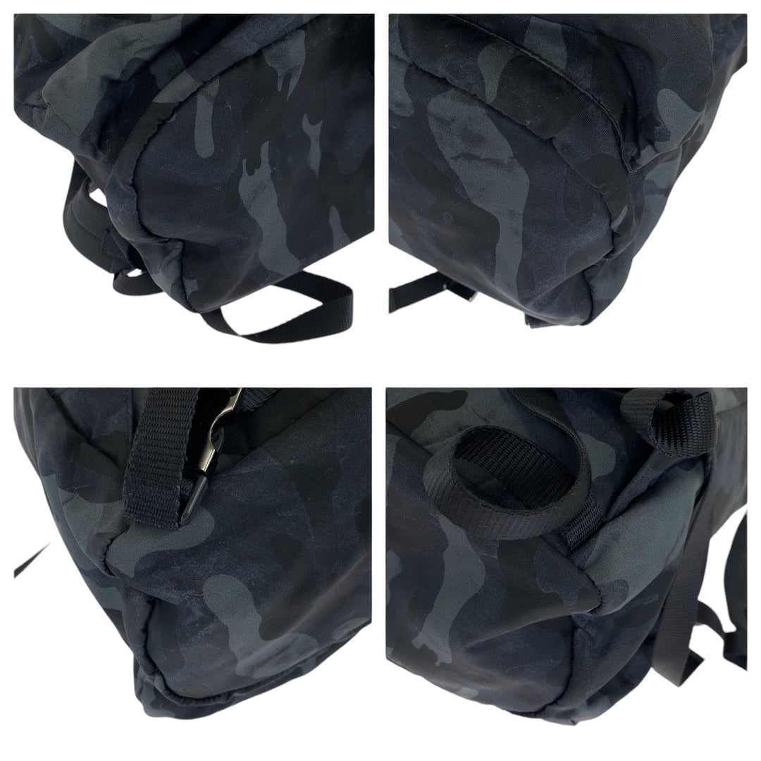 PRADA Backpack V136 Nylon khaki Backpack Backpack Tessuto Camouflage Pattern Triangle With logo mens Used Authentic