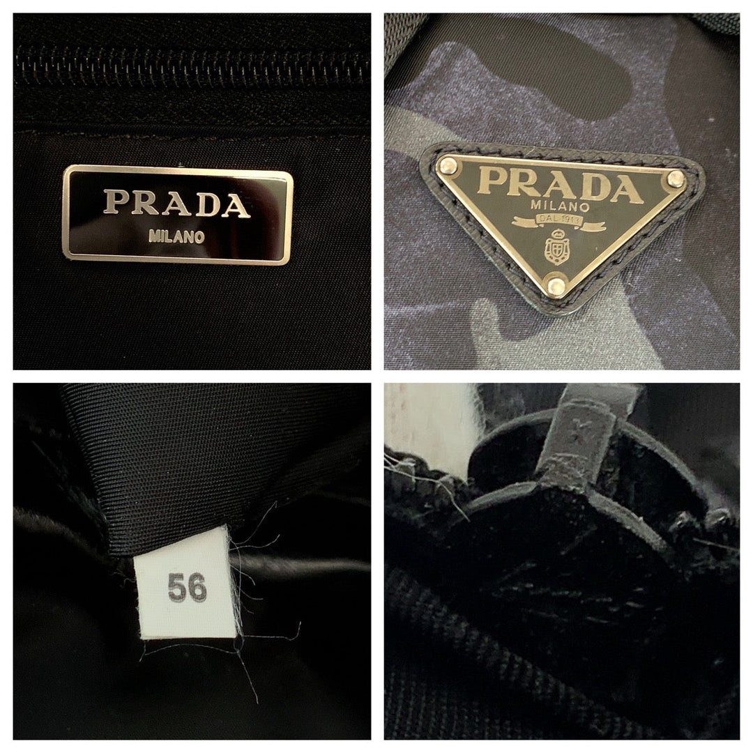 PRADA Backpack V136 Nylon khaki Backpack Backpack Tessuto Camouflage Pattern Triangle With logo mens Used Authentic