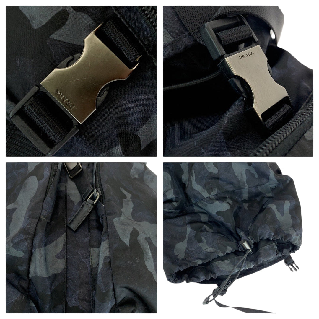 PRADA Backpack V136 Nylon khaki Backpack Backpack Tessuto Camouflage Pattern Triangle With logo mens Used Authentic