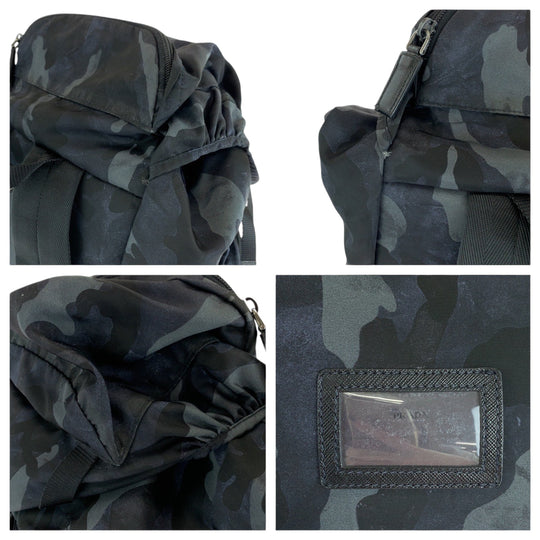 PRADA Backpack V136 Nylon khaki Backpack Backpack Tessuto Camouflage Pattern Triangle With logo mens Used Authentic