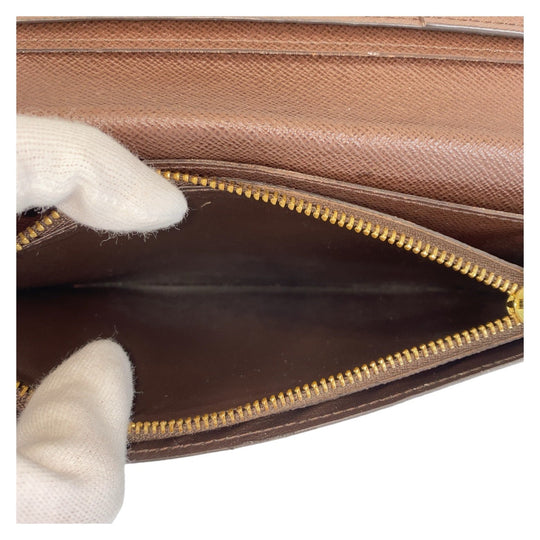 LOUIS VUITTON Long Wallet Purse N60017 PVC Brown Long Wallet Purse Damier Portefeuille Braza mens Used Authentic