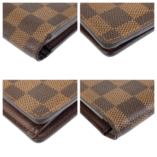 LOUIS VUITTON Long Wallet Purse N60017 PVC Brown Long Wallet Purse Damier Portefeuille Braza mens Used Authentic