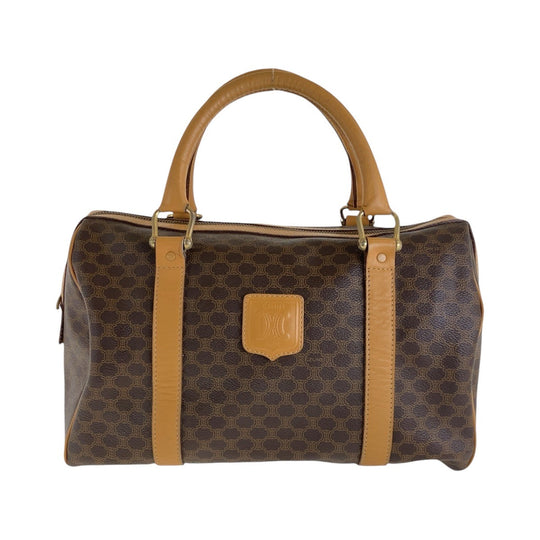 CELINE Handbag PVC, Leather Brown Gold Metal Handbag Boston Duffel bag Macadam Women Used Authentic