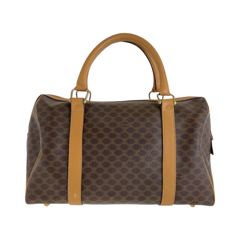 CELINE Handbag PVC, Leather Brown Gold Metal Handbag Boston Duffel bag Macadam Women Used Authentic