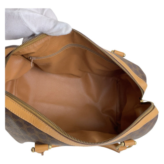 CELINE Handbag PVC, Leather Brown Gold Metal Handbag Boston Duffel bag Macadam Women Used Authentic