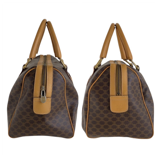 CELINE Handbag PVC, Leather Brown Gold Metal Handbag Boston Duffel bag Macadam Women Used Authentic