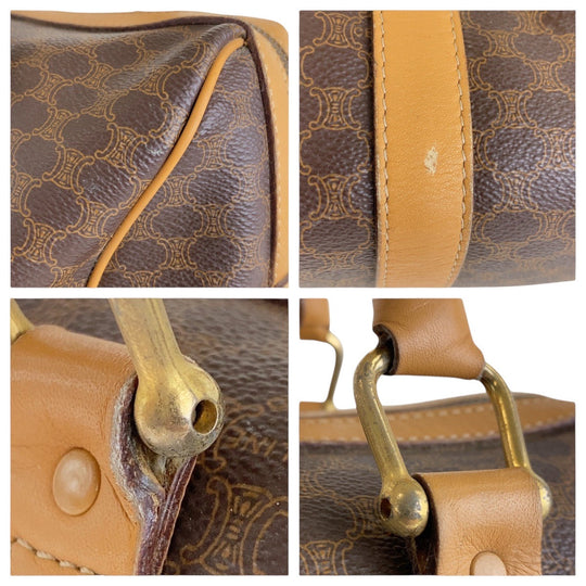 CELINE Handbag PVC, Leather Brown Gold Metal Handbag Boston Duffel bag Macadam Women Used Authentic
