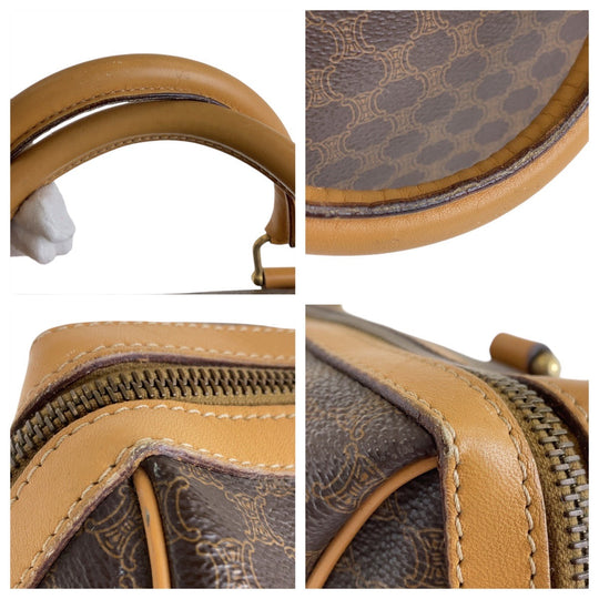 CELINE Handbag PVC, Leather Brown Gold Metal Handbag Boston Duffel bag Macadam Women Used Authentic