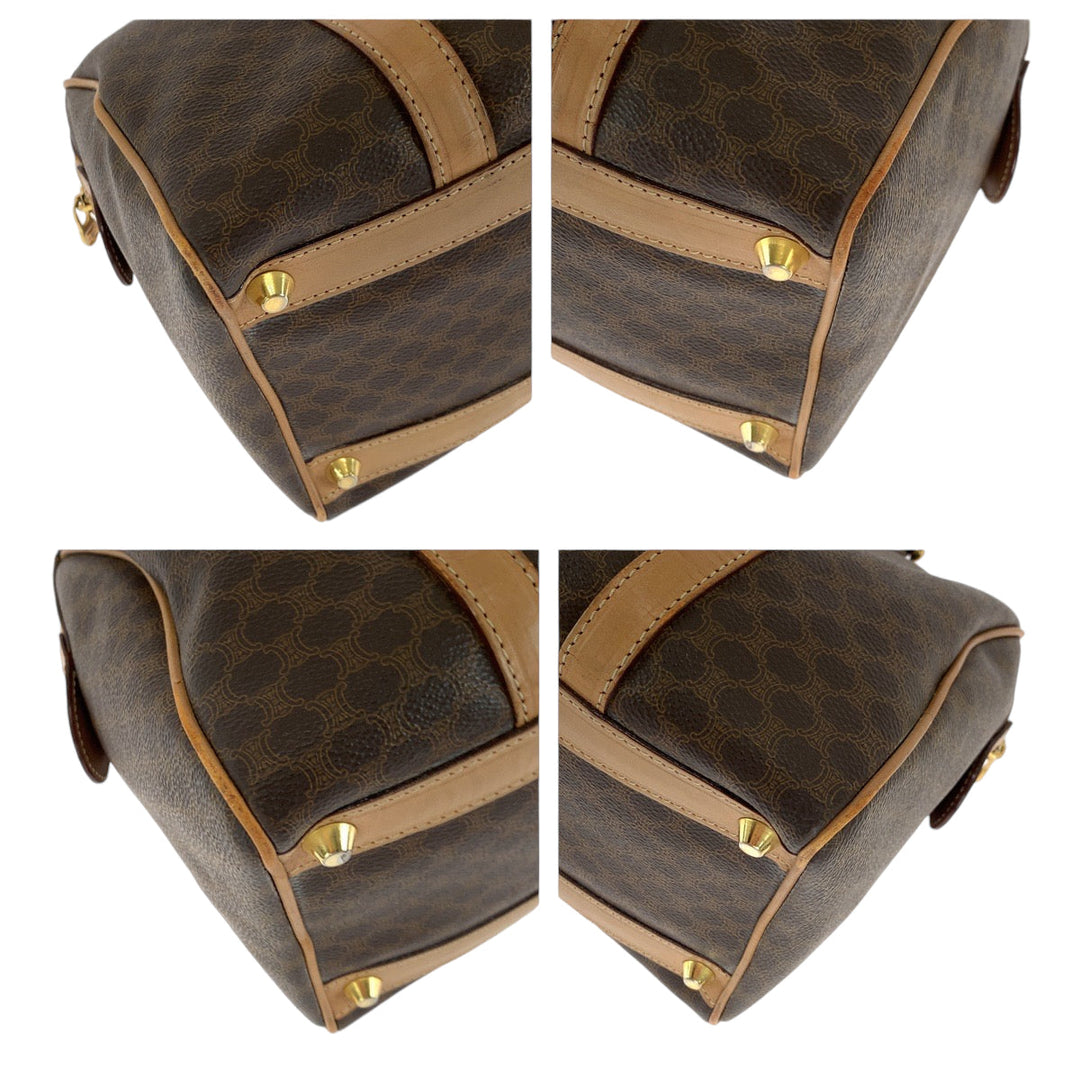 CELINE Boston Duffel bag M13 PVC Brown Gold Metal Boston Duffel bag Handbag Macadam Women Used Authentic