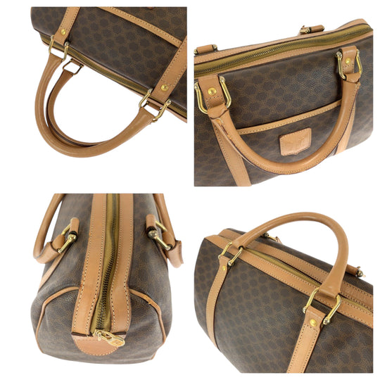 CELINE Boston Duffel bag M13 PVC Brown Gold Metal Boston Duffel bag Handbag Macadam Women Used Authentic