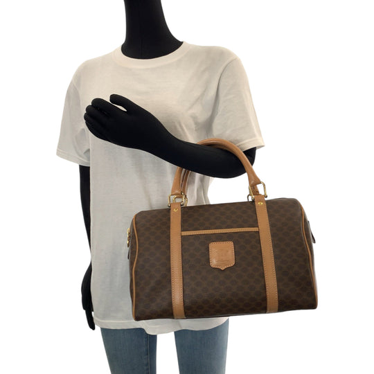 CELINE Boston Duffel bag M13 PVC Brown Gold Metal Boston Duffel bag Handbag Macadam Women Used Authentic