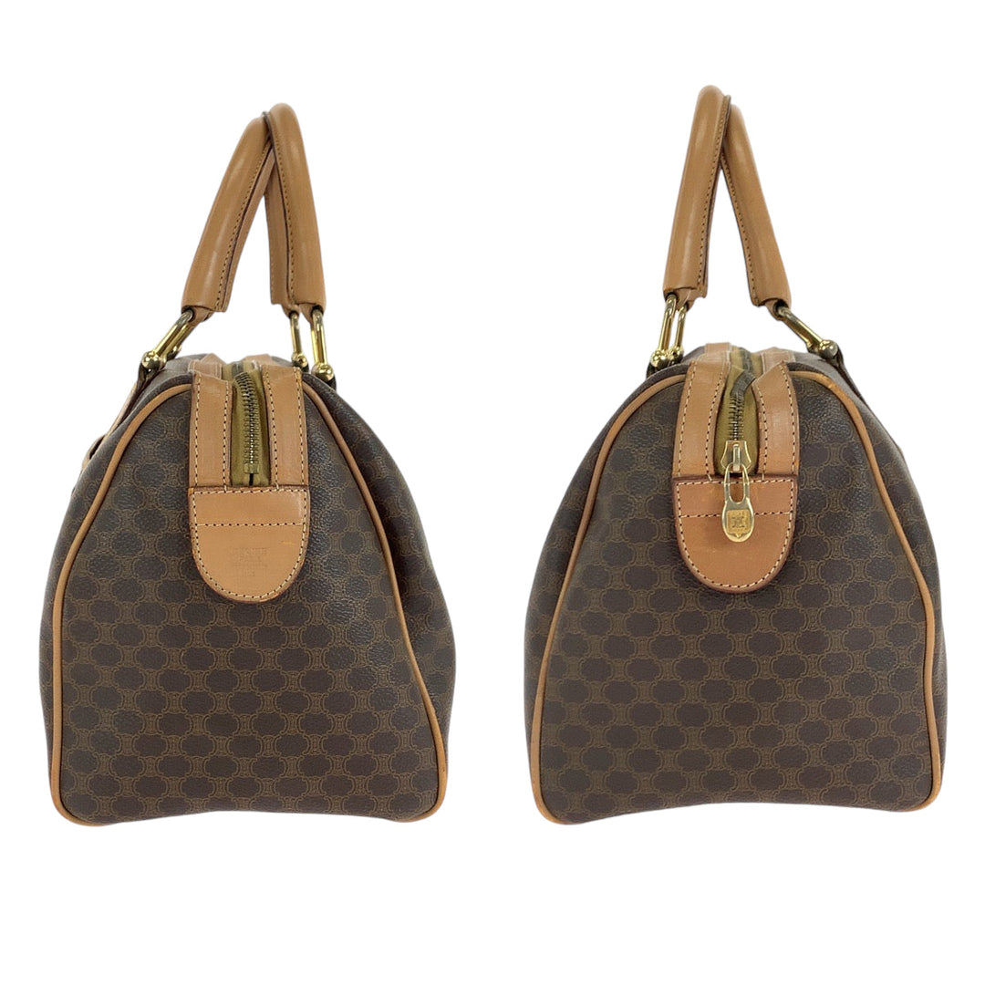CELINE Boston Duffel bag M13 PVC Brown Gold Metal Boston Duffel bag Handbag Macadam Women Used Authentic
