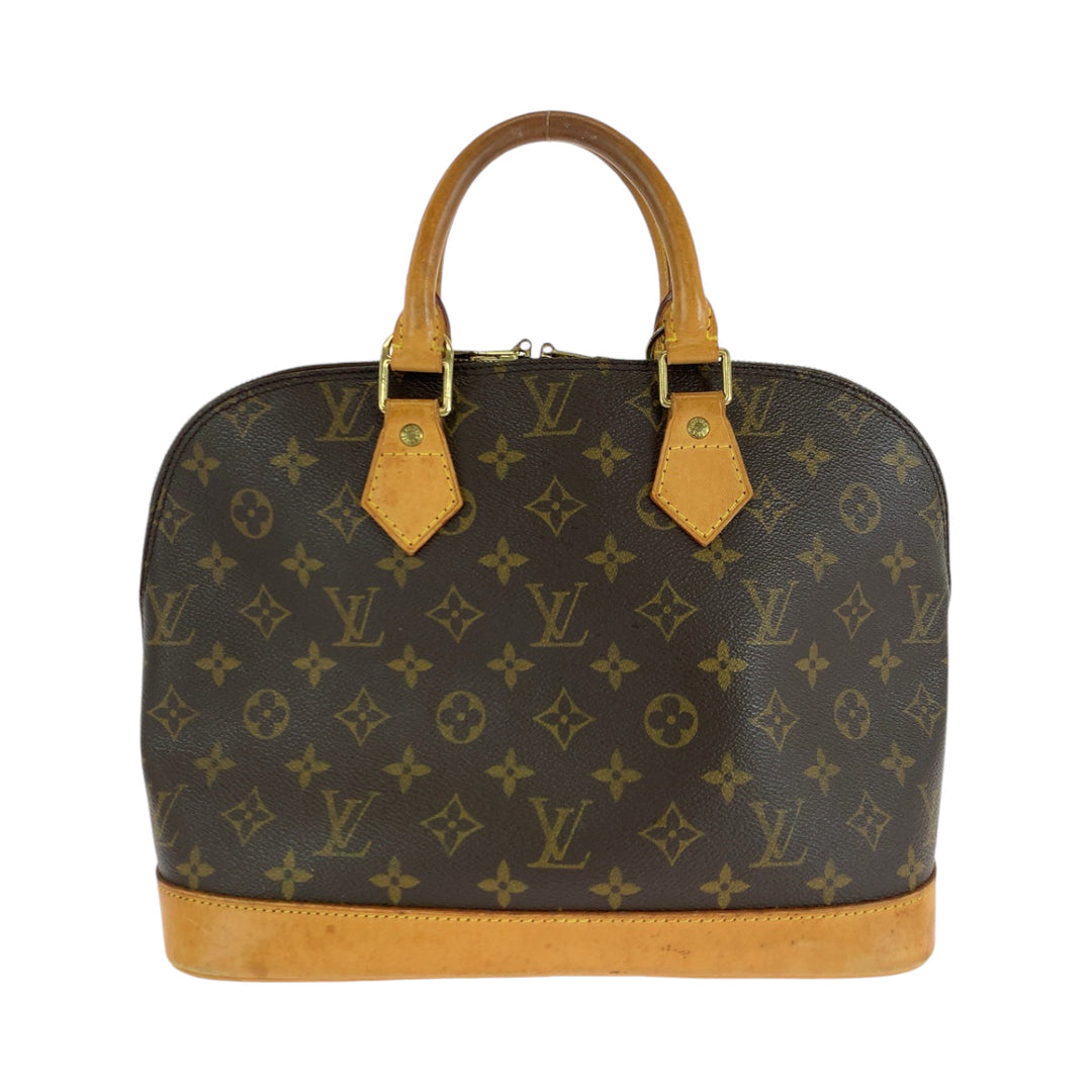 LOUIS VUITTON Handbag M51130 PVC Brown Gold Metal Handbag Monogram Alma Women Used Authentic