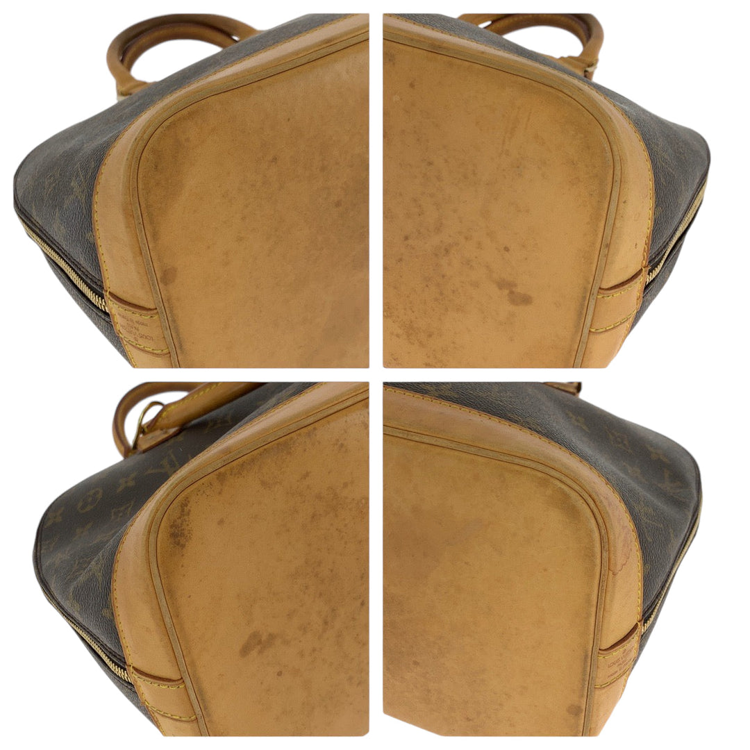 LOUIS VUITTON Handbag M51130 PVC Brown Gold Metal Handbag Monogram Alma Women Used Authentic