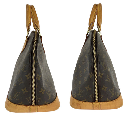 LOUIS VUITTON Handbag M51130 PVC Brown Gold Metal Handbag Monogram Alma Women Used Authentic