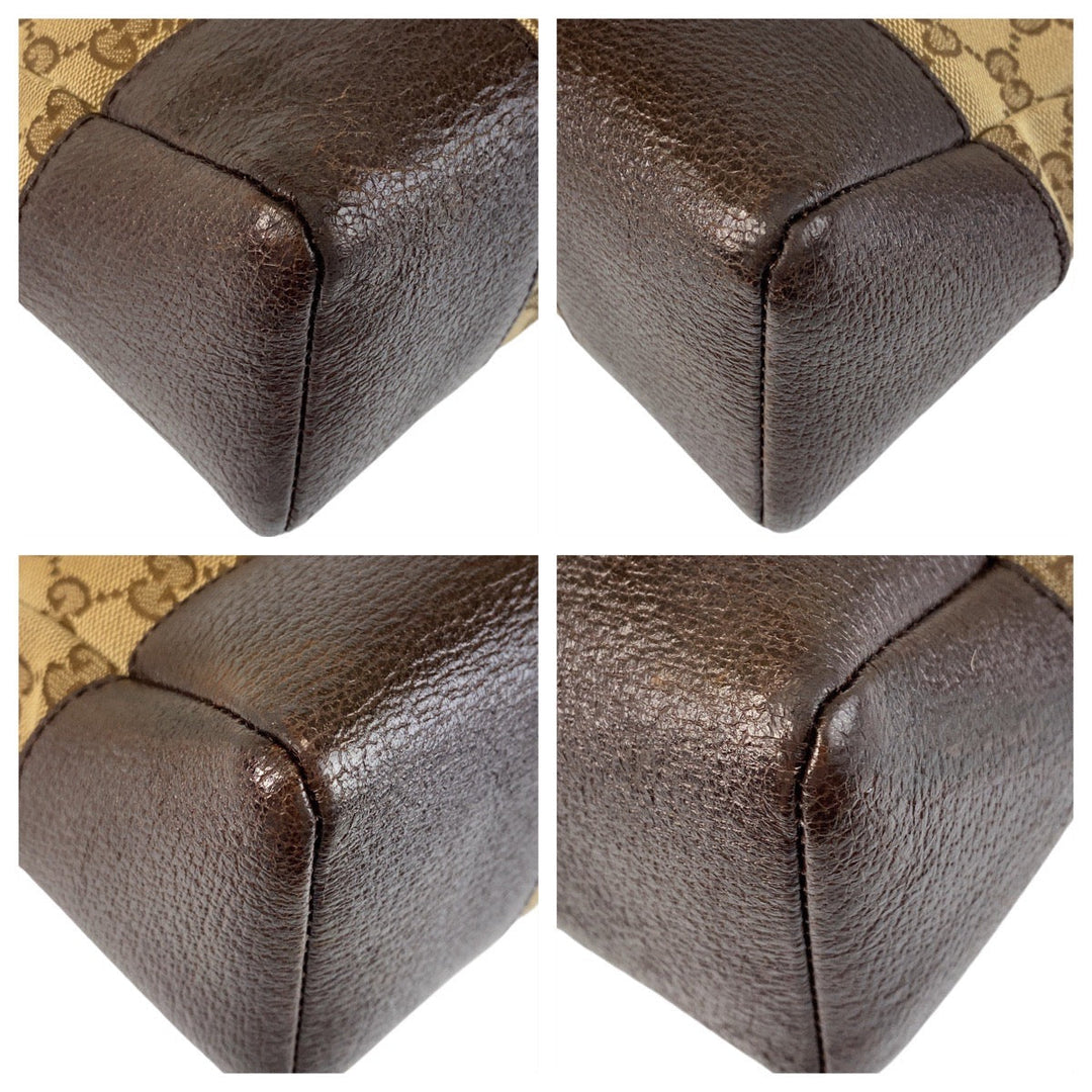 GUCCI Shoulder Bag 114273 GG canvas, leather Brown beige Crossbody Shoulder Bag Messenger Bag Women Used Authentic