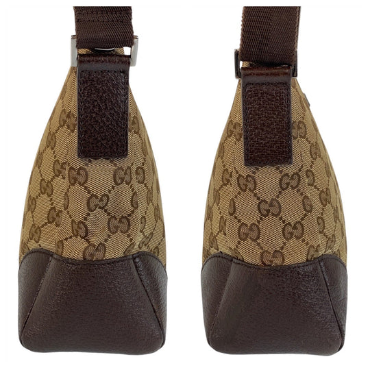GUCCI Shoulder Bag 114273 GG canvas, leather Brown beige Crossbody Shoulder Bag Messenger Bag Women Used Authentic