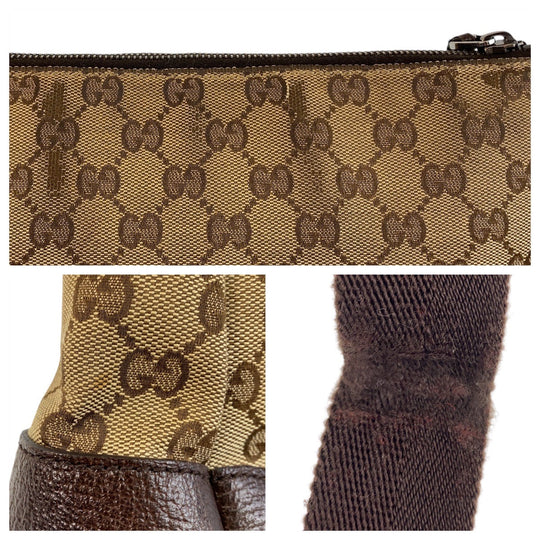 GUCCI Shoulder Bag 114273 GG canvas, leather Brown beige Crossbody Shoulder Bag Messenger Bag Women Used Authentic