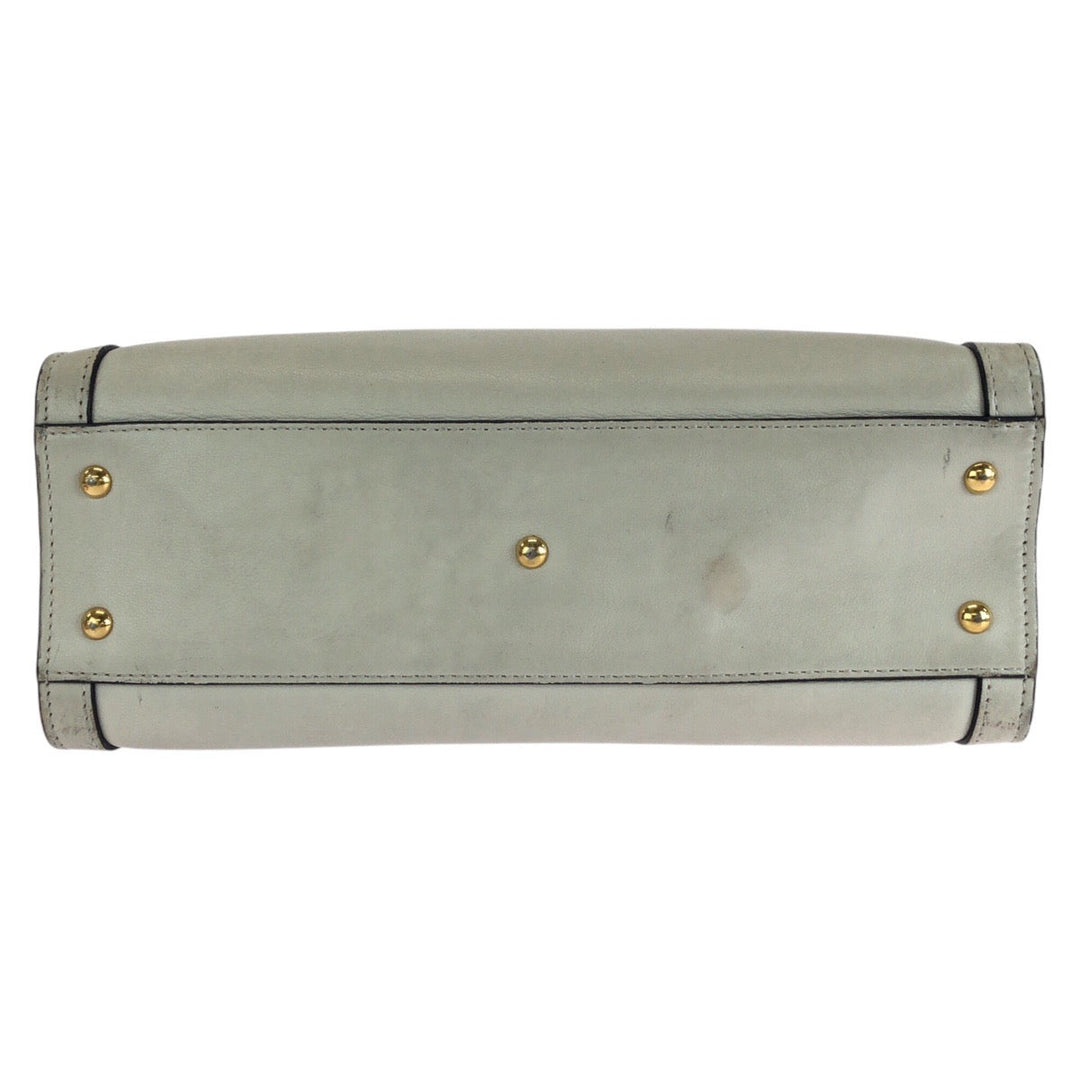 GUCCI Tote Bag 660195 leather White GoldMetal Tote Bag Shoulder Bag 2way Bamboo diana small Women Used Authentic