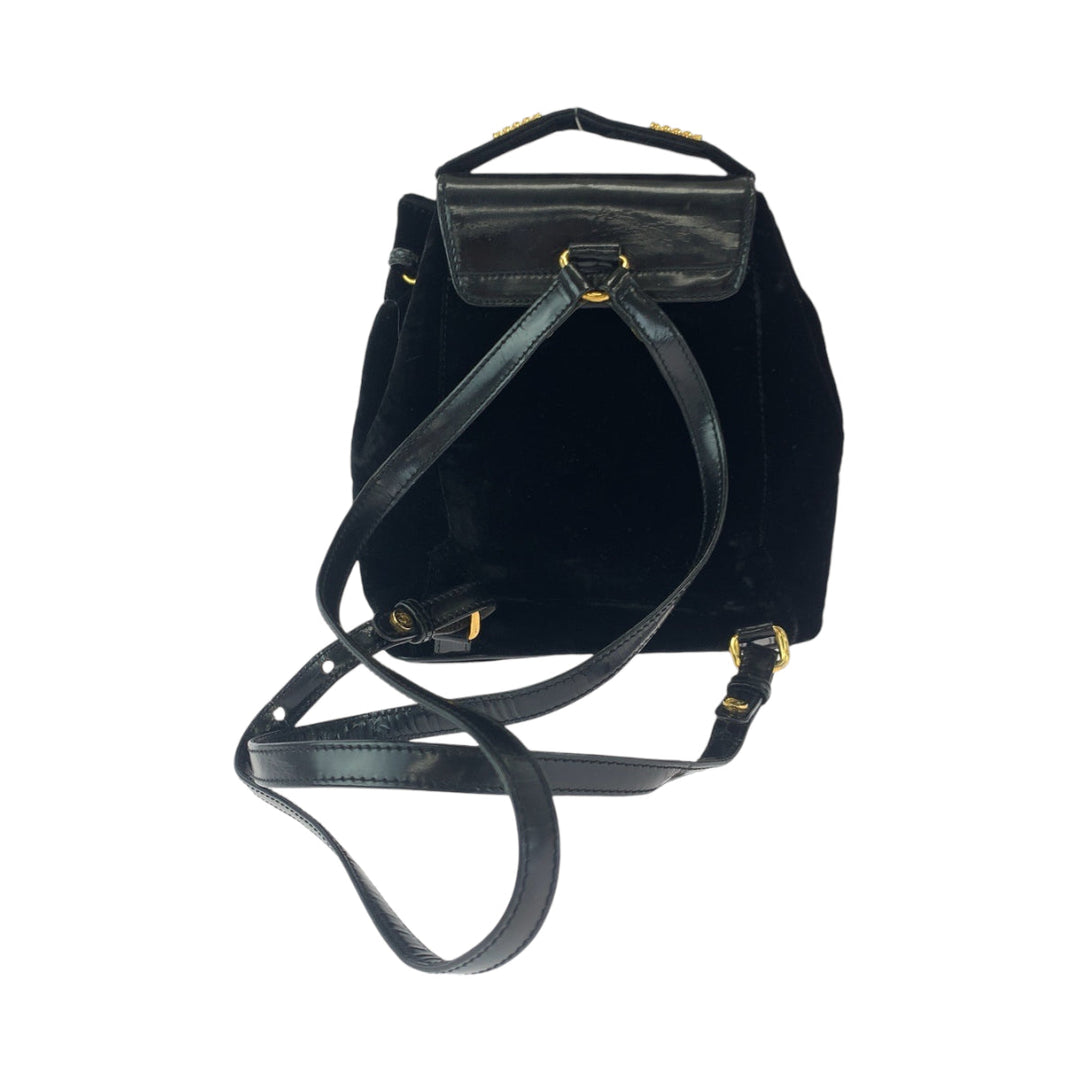 LOEWE Backpack Patent Leather, Suede black Backpack Backpack logo Women Used Authentic