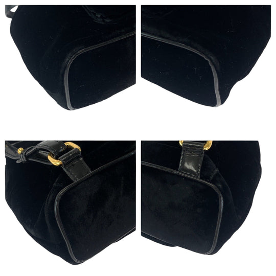 LOEWE Backpack Patent Leather, Suede black Backpack Backpack logo Women Used Authentic