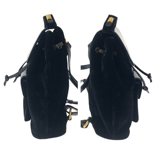 LOEWE Backpack Patent Leather, Suede black Backpack Backpack logo Women Used Authentic