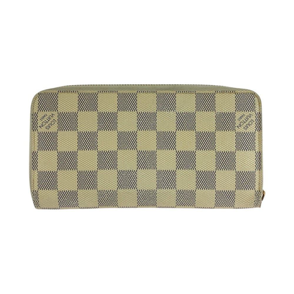 LOUIS VUITTON Long Wallet Purse N60019 PVC Ivory Long wallet Damier Azur Zippy wallet Women Used Authentic