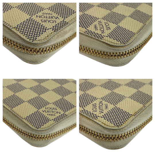 LOUIS VUITTON Long Wallet Purse N60019 PVC Ivory Long wallet Damier Azur Zippy wallet Women Used Authentic