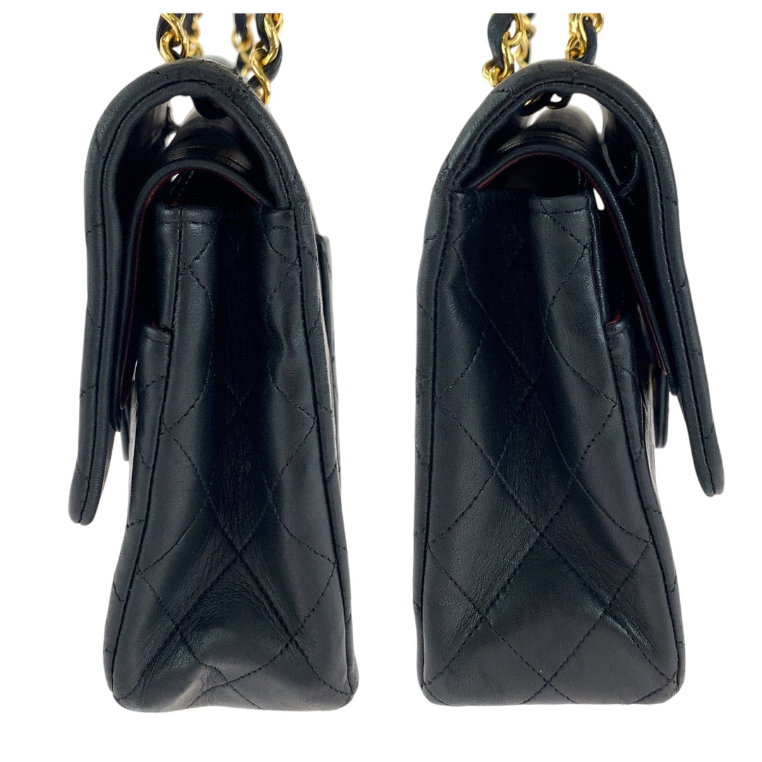 CHANEL Shoulder Bag lambskin Black GoldMetal ChainShoulder Bag Handbag Mattasse double flap COCO Mark Turnlock Women Used Authentic