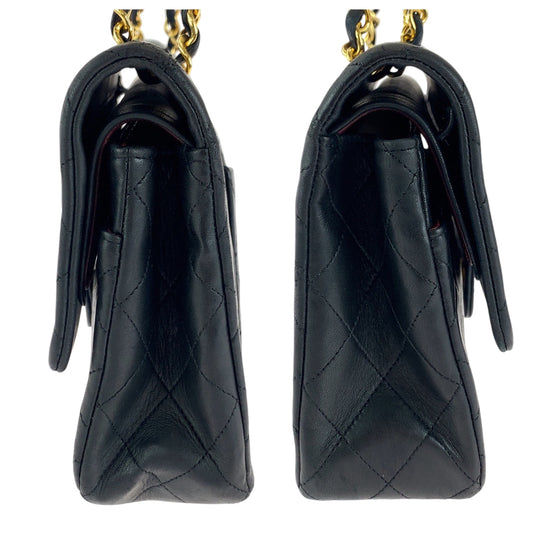 CHANEL Shoulder Bag lambskin Black GoldMetal ChainShoulder Bag Handbag Mattasse double flap COCO Mark Turnlock Women Used Authentic