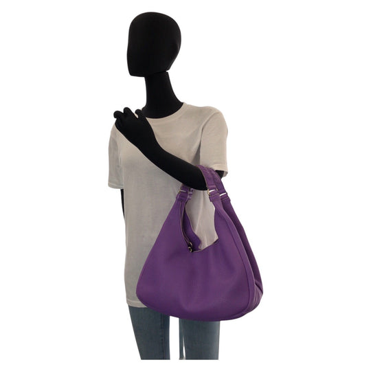 BOTTEGAVENETA Shoulder Bag leather Purple SilverMetal INTRECCIATO Hobo Women Used Authentic
