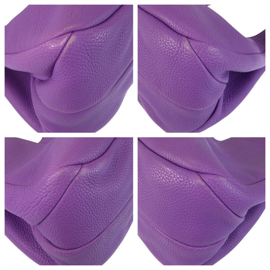 BOTTEGAVENETA Shoulder Bag leather Purple SilverMetal INTRECCIATO Hobo Women Used Authentic