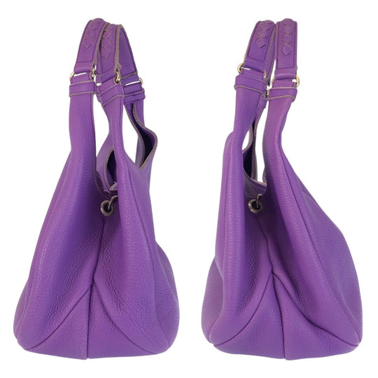 BOTTEGAVENETA Shoulder Bag leather Purple SilverMetal INTRECCIATO Hobo Women Used Authentic