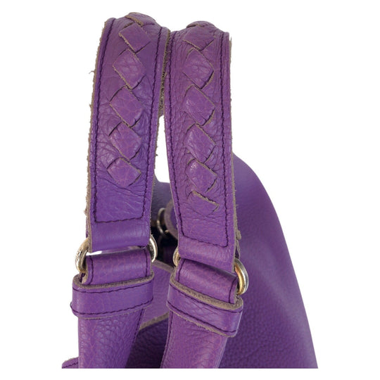 BOTTEGAVENETA Shoulder Bag leather Purple SilverMetal INTRECCIATO Hobo Women Used Authentic
