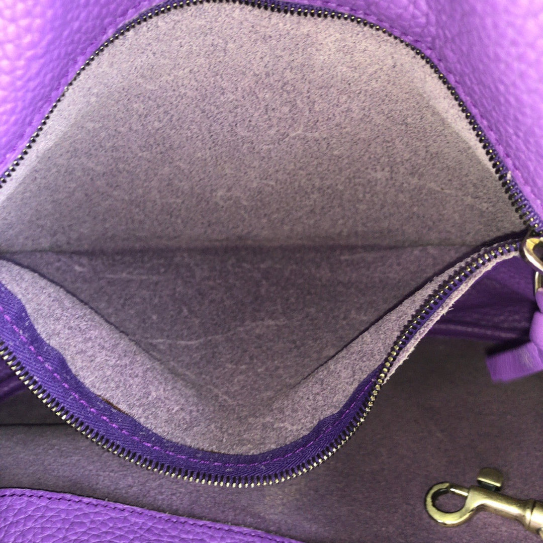 BOTTEGAVENETA Shoulder Bag leather Purple SilverMetal INTRECCIATO Hobo Women Used Authentic