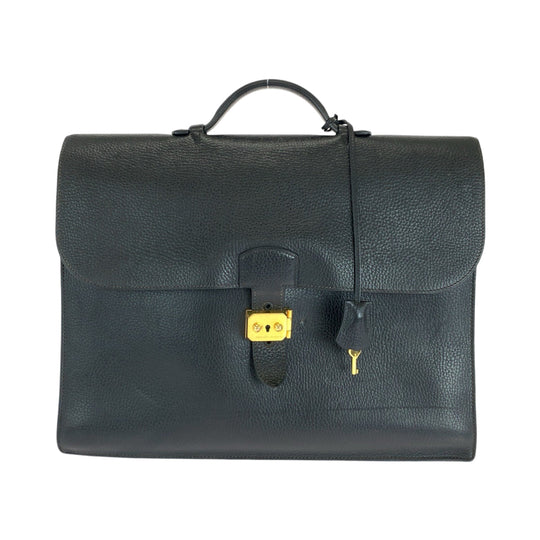 HERMES Business bag Ardenne Black GoldMetal Business bag briefcase Sac Adepeche 38 mens Used Authentic