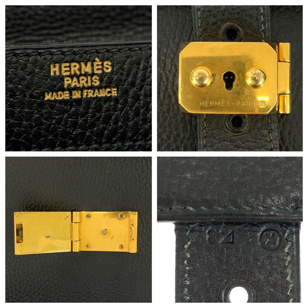 HERMES Business bag Ardenne Black GoldMetal Business bag briefcase Sac Adepeche 38 mens Used Authentic