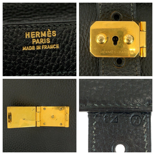 HERMES Business bag Ardenne Black GoldMetal Business bag briefcase Sac Adepeche 38 mens Used Authentic