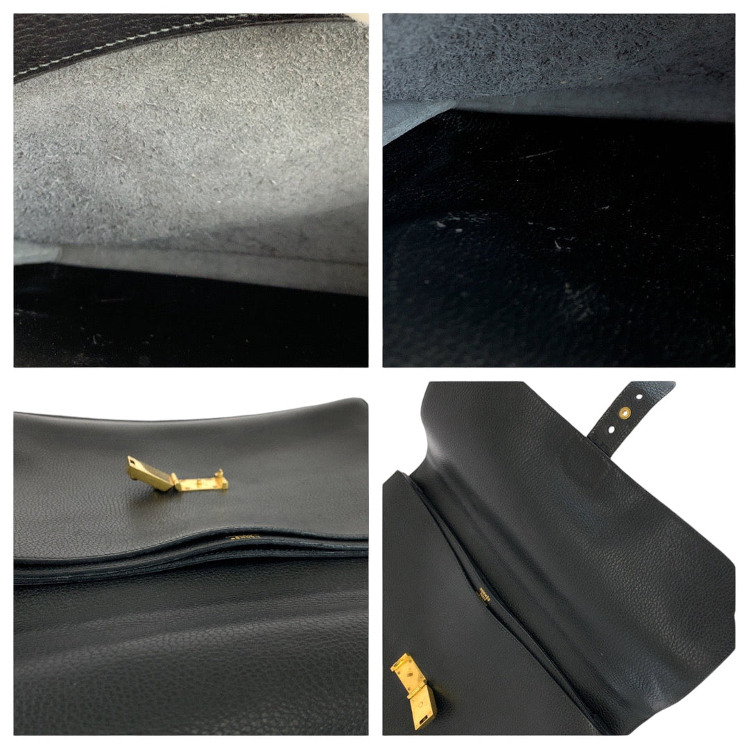 HERMES Business bag Ardenne Black GoldMetal Business bag briefcase Sac Adepeche 38 mens Used Authentic