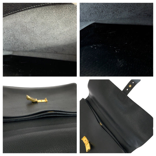HERMES Business bag Ardenne Black GoldMetal Business bag briefcase Sac Adepeche 38 mens Used Authentic