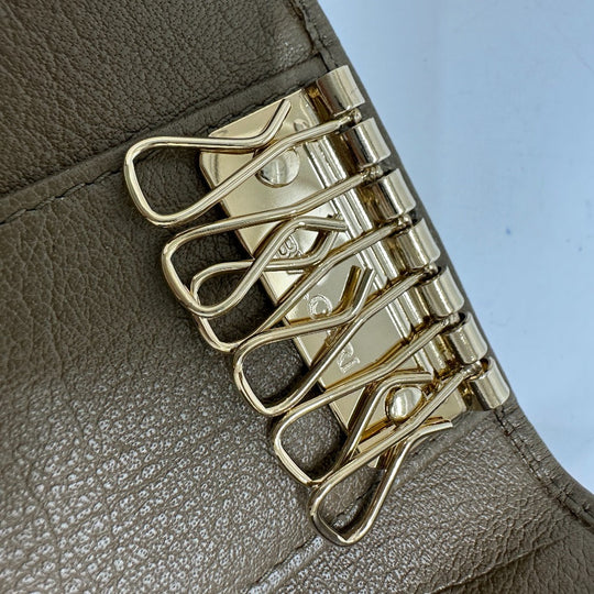 BVLGARI Key case Key holder  leather Brown key double ring 6 rows mens Used Authentic