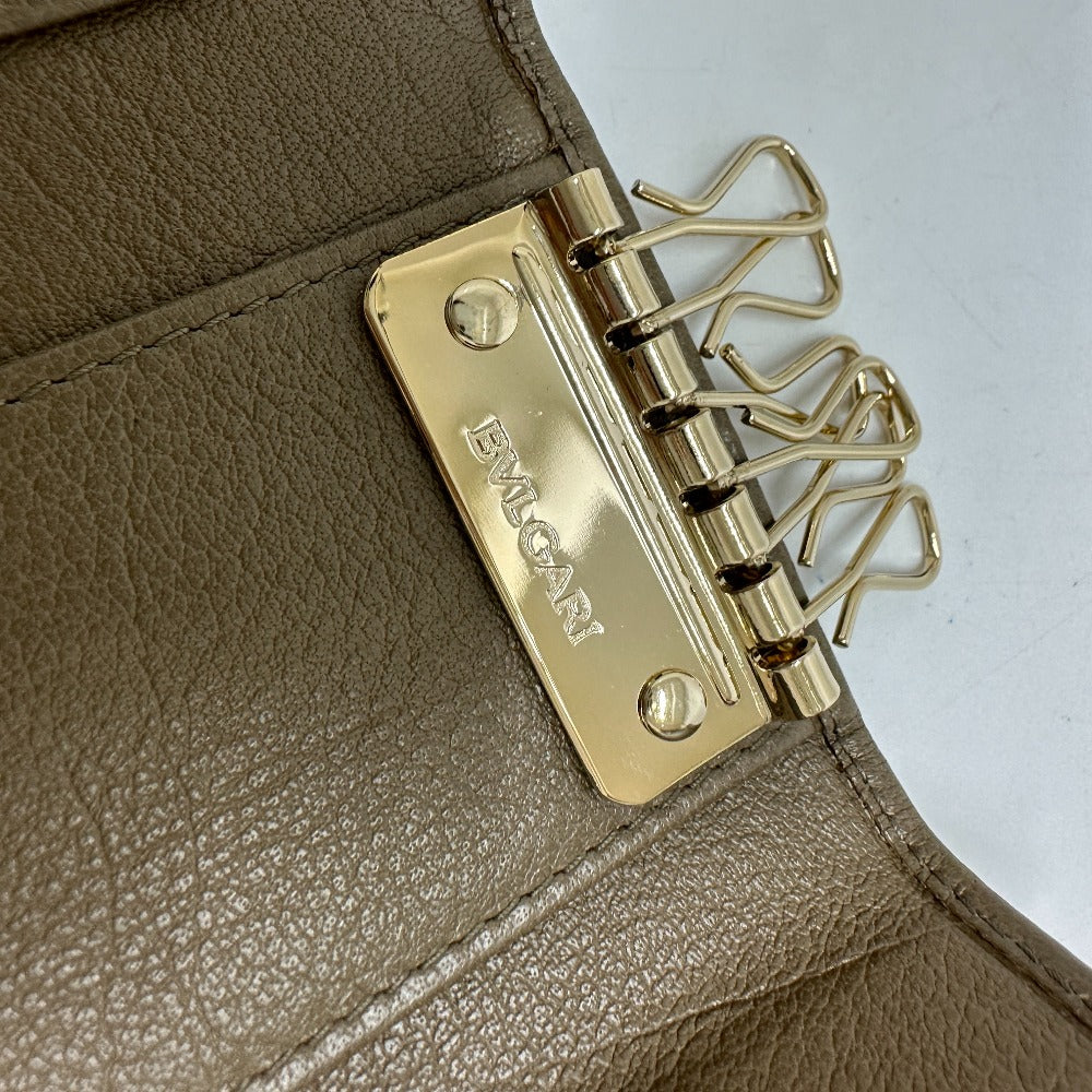 BVLGARI Key case Key holder  leather Brown key double ring 6 rows mens Used Authentic