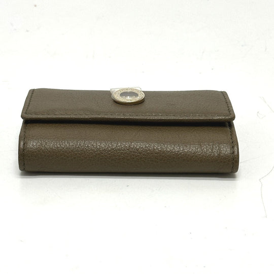 BVLGARI Key case Key holder  leather Brown key double ring 6 rows mens Used Authentic