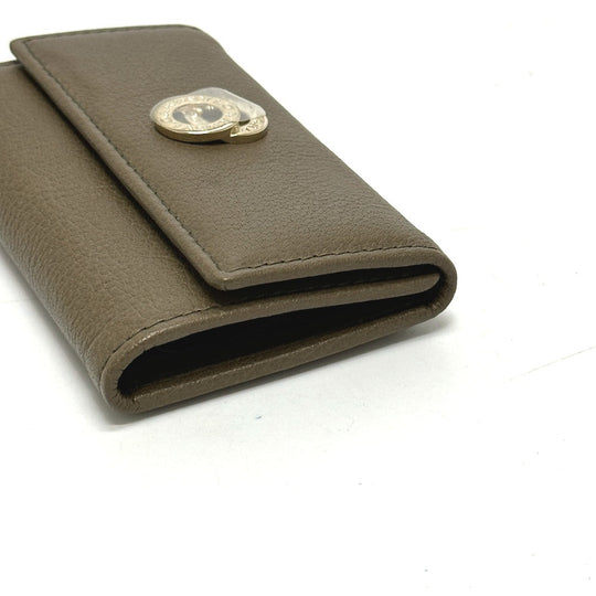 BVLGARI Key case Key holder  leather Brown key double ring 6 rows mens Used Authentic
