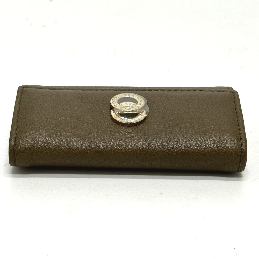 BVLGARI Key case Key holder  leather Brown key double ring 6 rows mens Used Authentic