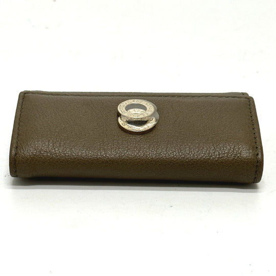 BVLGARI Key case Key holder  leather Brown key double ring 6 rows mens Used Authentic